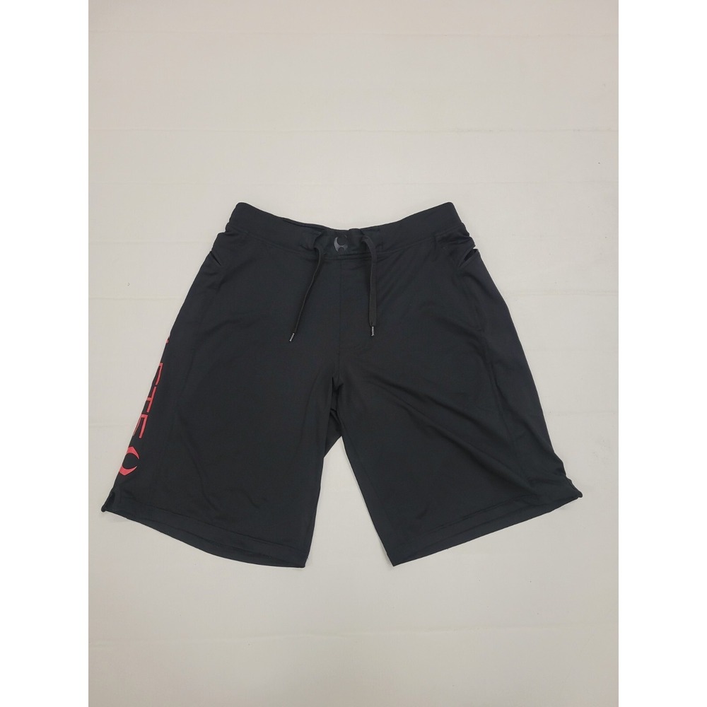 Hylete Shorts Mens Sz Medium Black Red‎ Gym Zip Pockets Workout CrossFit Running